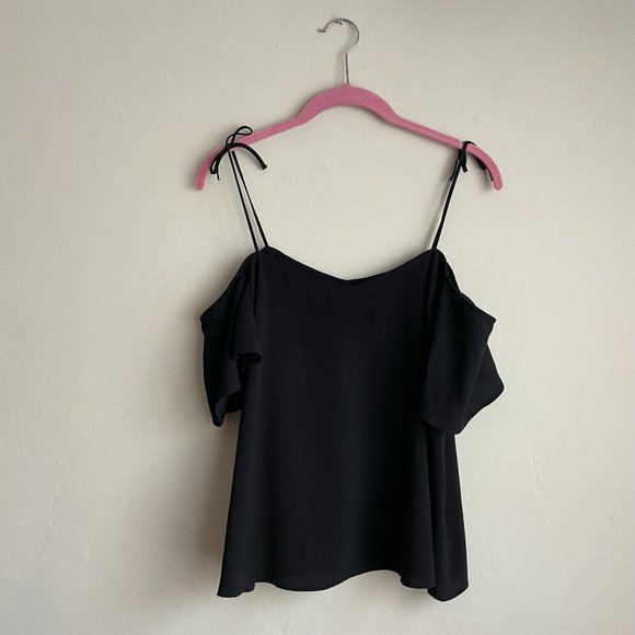 Topshop / Black Off The Shoulder Flowy Blouse - Picture 1 of 7